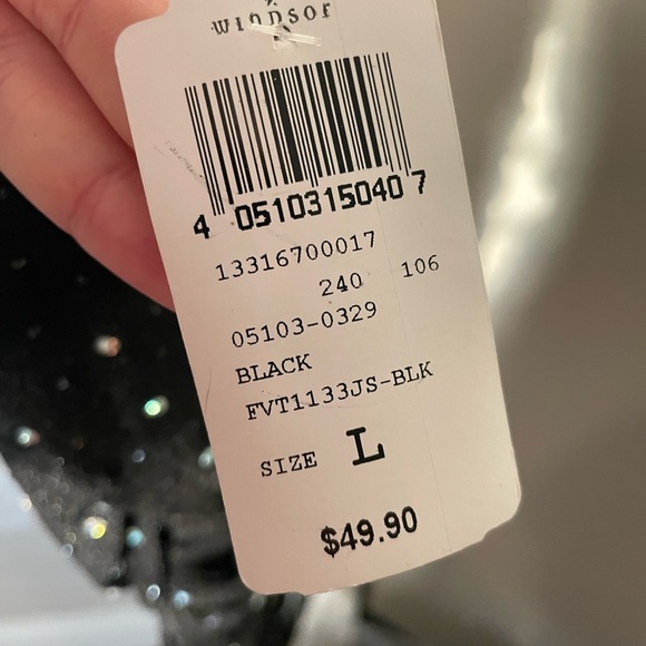 NWT Black Mesh Rhinestone Mini Dress - Picture 7 of 9